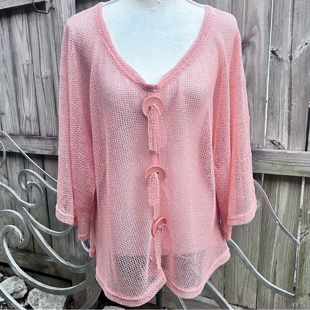 Simply Noelle Peach Mesh Top for Ladies; Size Large/XL